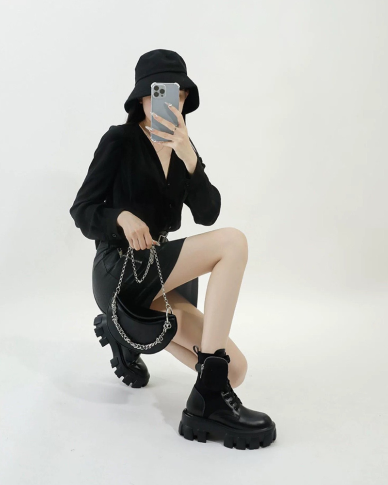 Versatile Leather Boots with Pockets