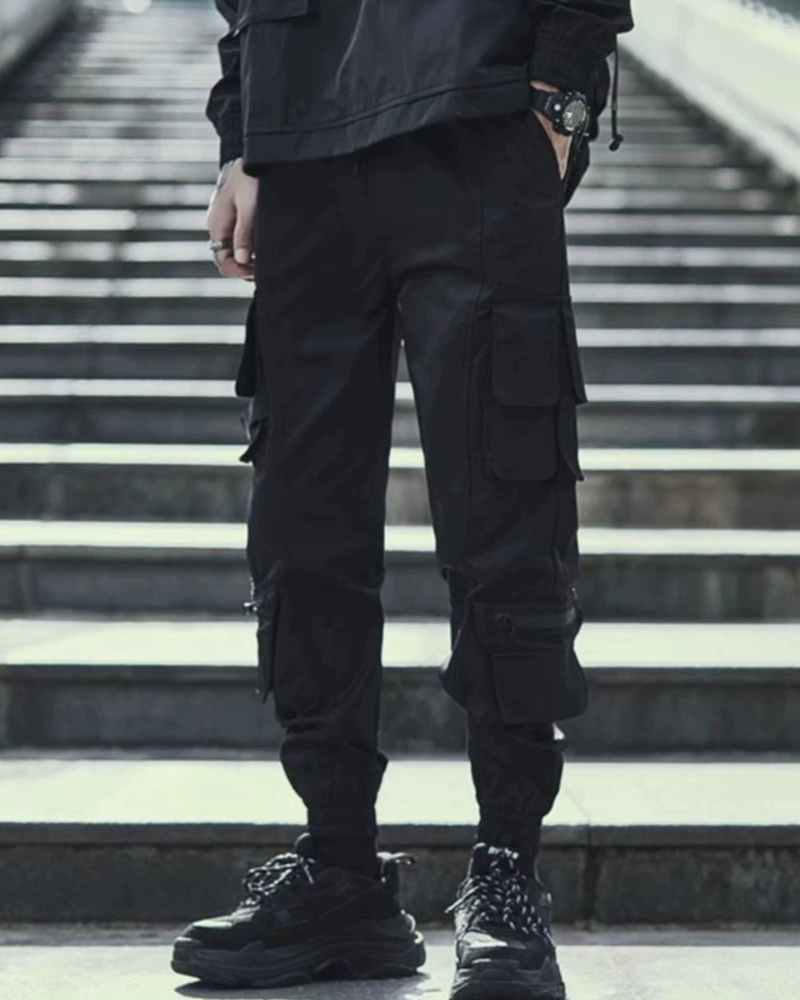 Chic Black Tech Cargo Pants