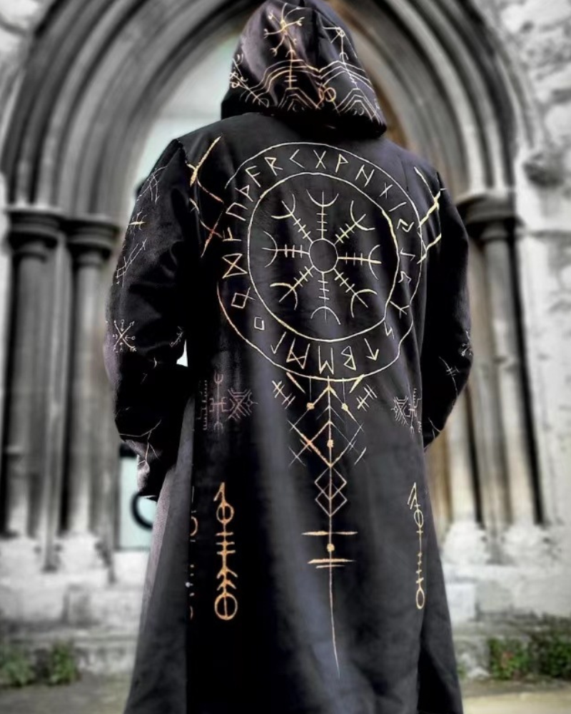 Norse-Inspired Hooded Vintage Jacket