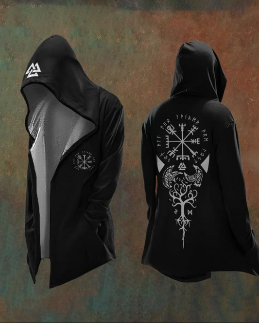 Norse-Inspired Hooded Vintage Jacket