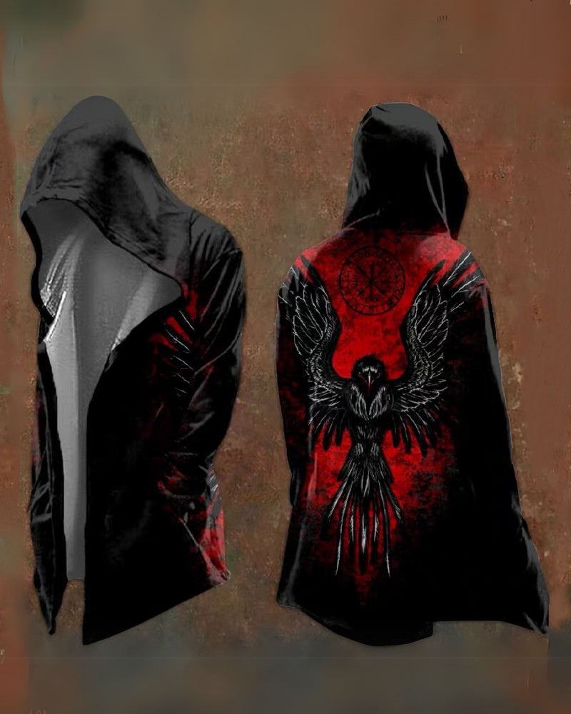 Norse-Inspired Hooded Vintage Jacket