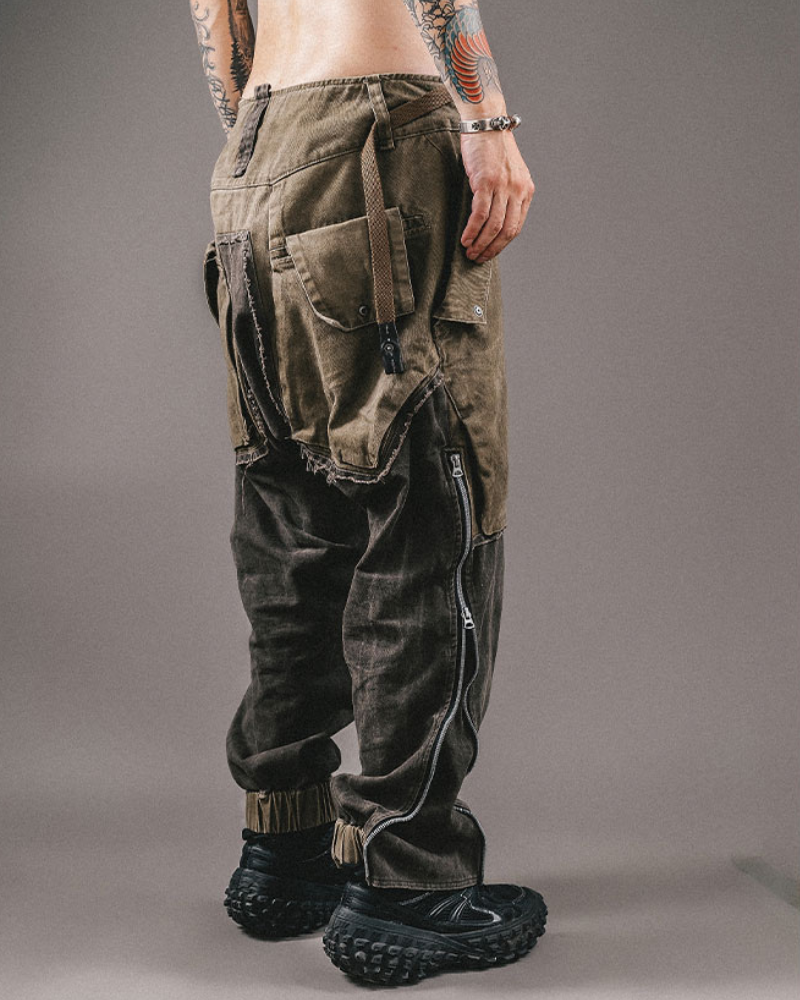 Chic Color-Block Cargo Pants