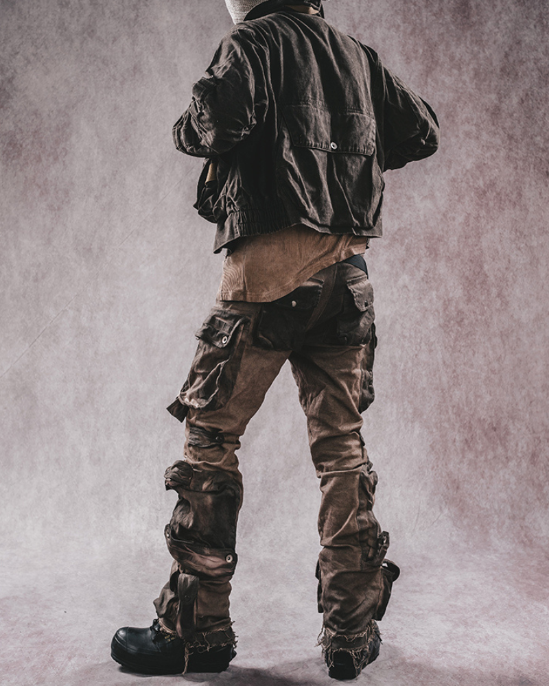 Trendy Distressed Flared Cargo