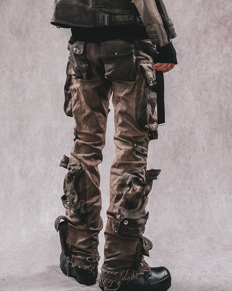 Trendy Distressed Flared Cargo