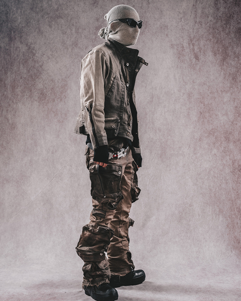 Trendy Distressed Flared Cargo