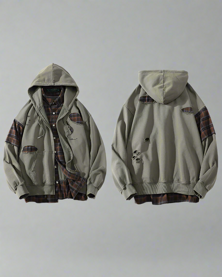 Stylish Ripped Unisex Hoodie Set