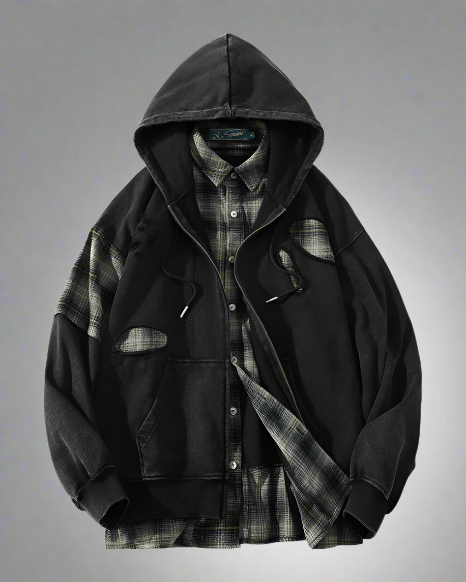 Edgy Ripped Hoodie Set