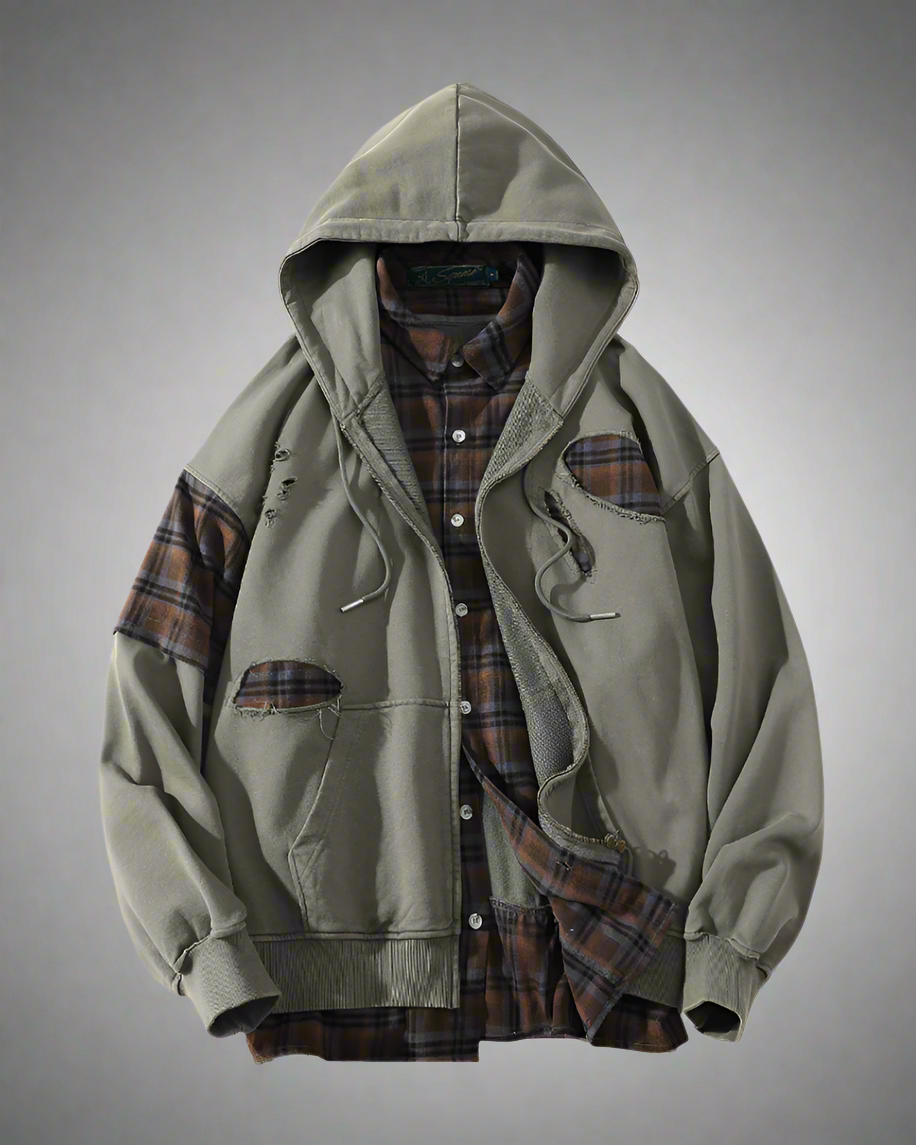 Edgy Ripped Hoodie Set