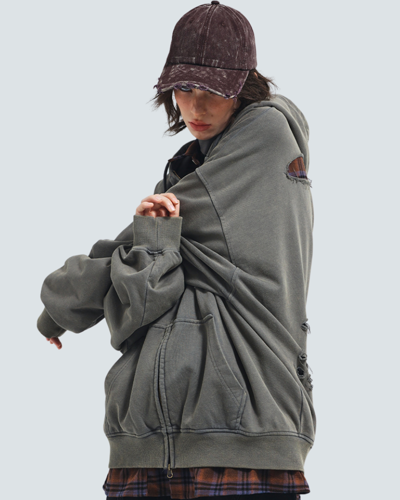 Stylish Ripped Unisex Hoodie Set