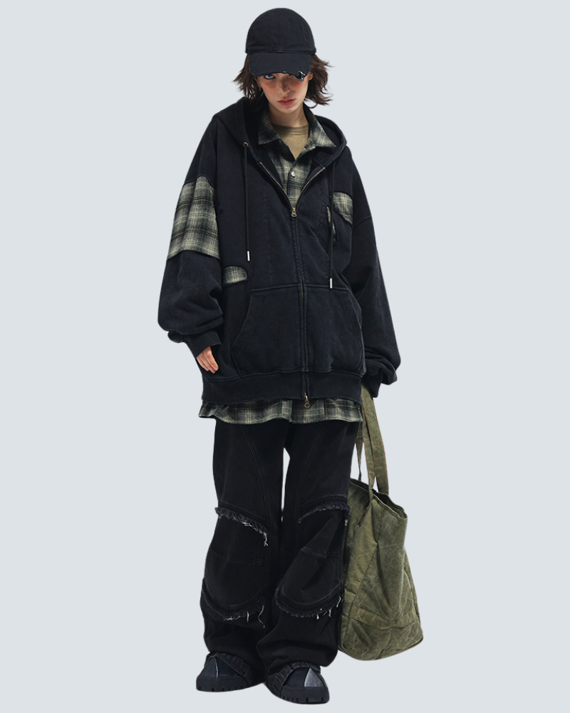 Edgy Ripped Hoodie Set