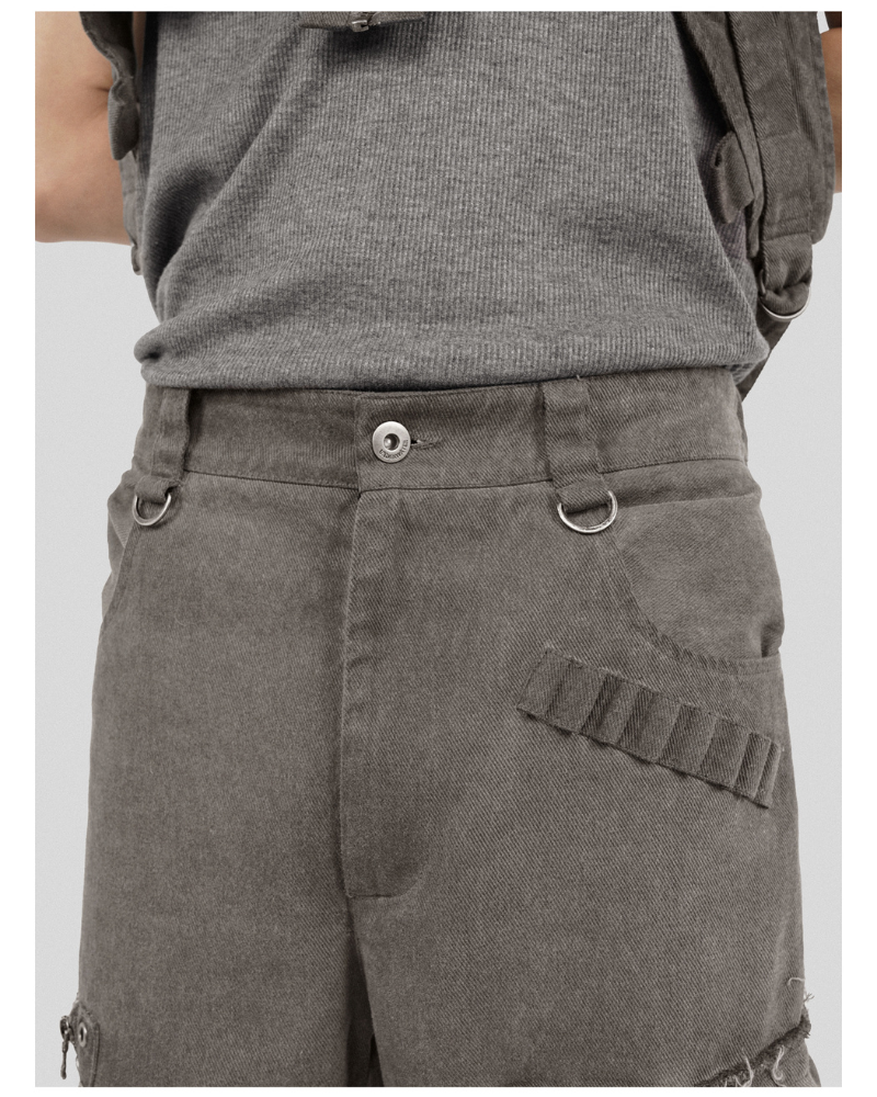 Stylish Strapped Patchwork Cargo Pants