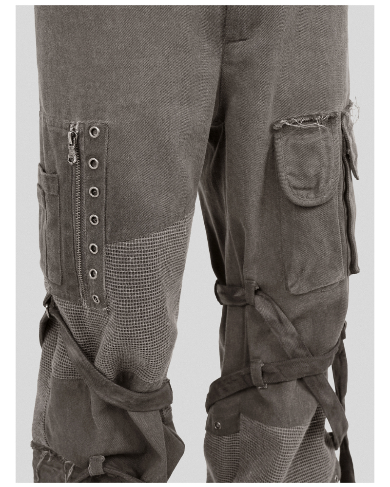 Stylish Strapped Patchwork Cargo Pants