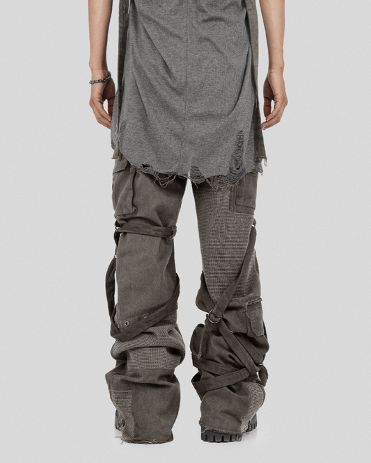 Stylish Strapped Patchwork Cargo Pants