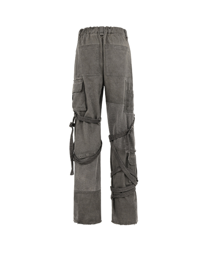 Stylish Strapped Patchwork Cargo Pants