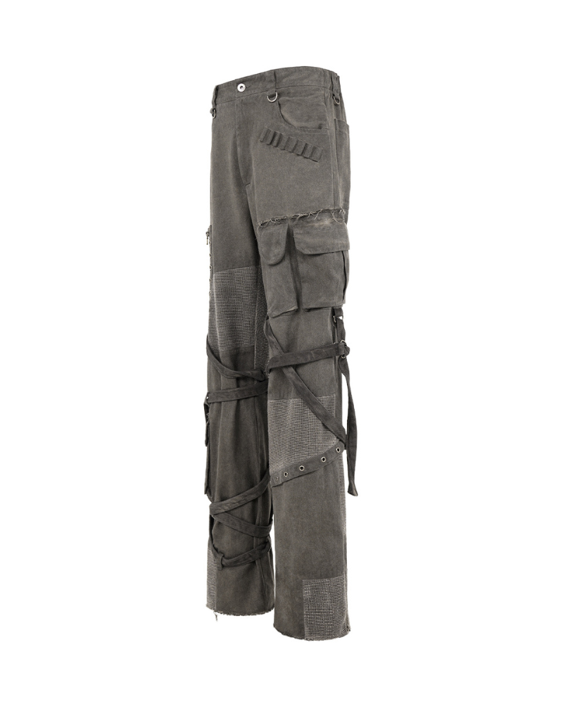 Stylish Strapped Patchwork Cargo Pants