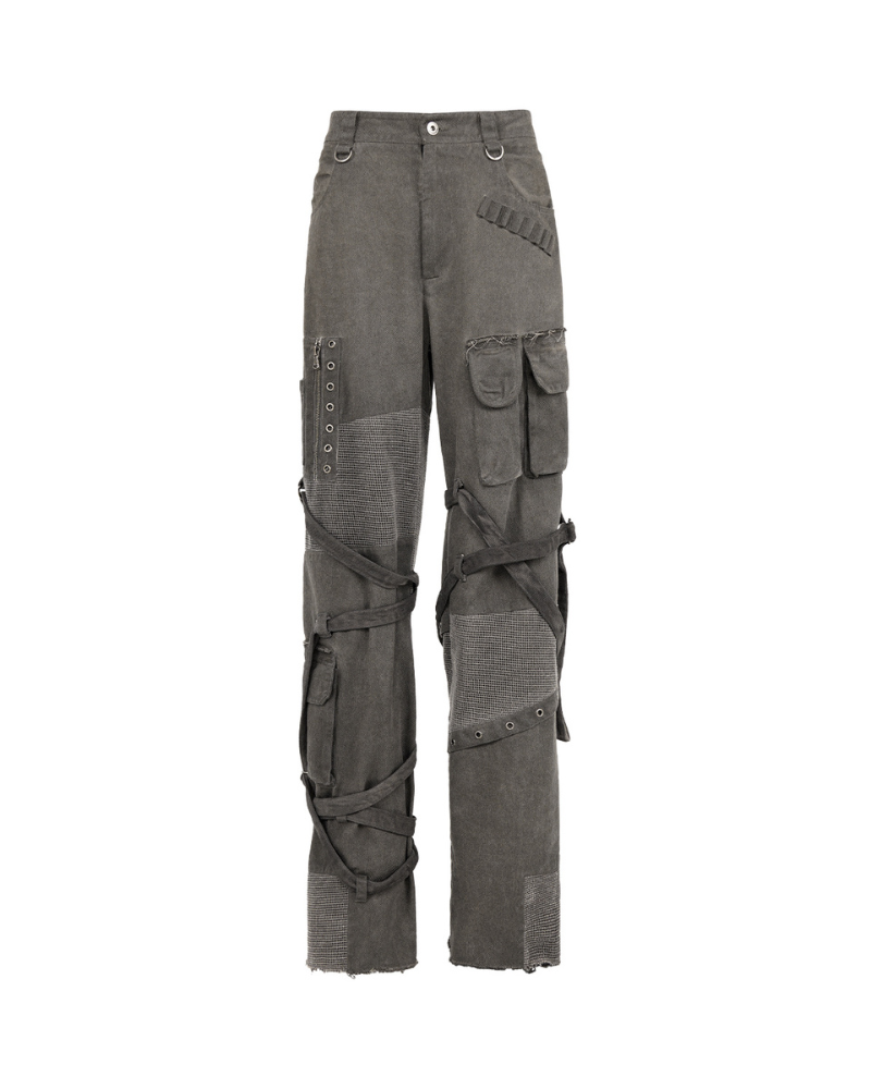 Stylish Strapped Patchwork Cargo Pants