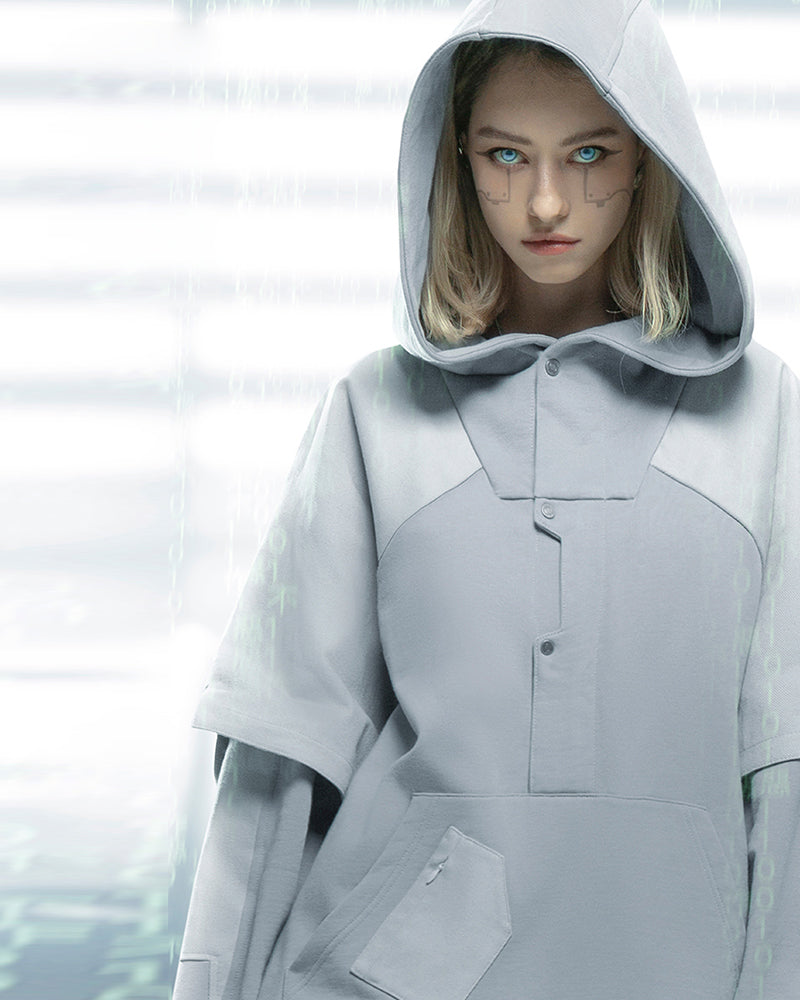 Futuristic Ghost Patchwork Hoodie