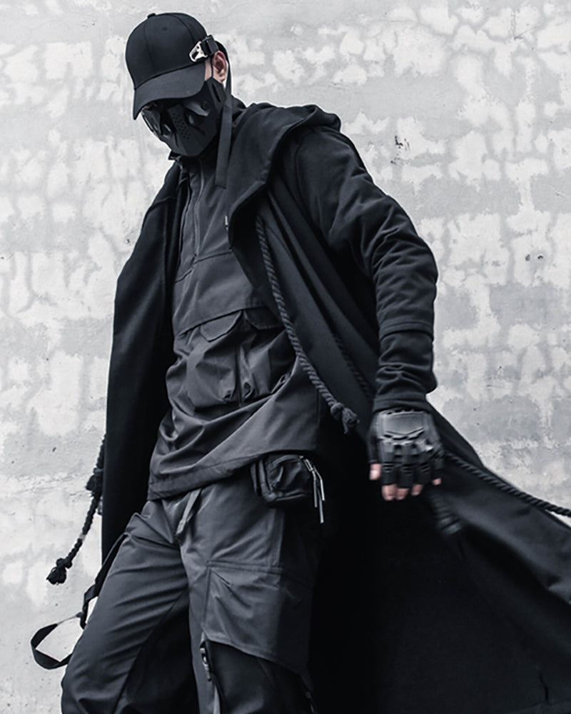 Enigmatic Black Hooded Cape
