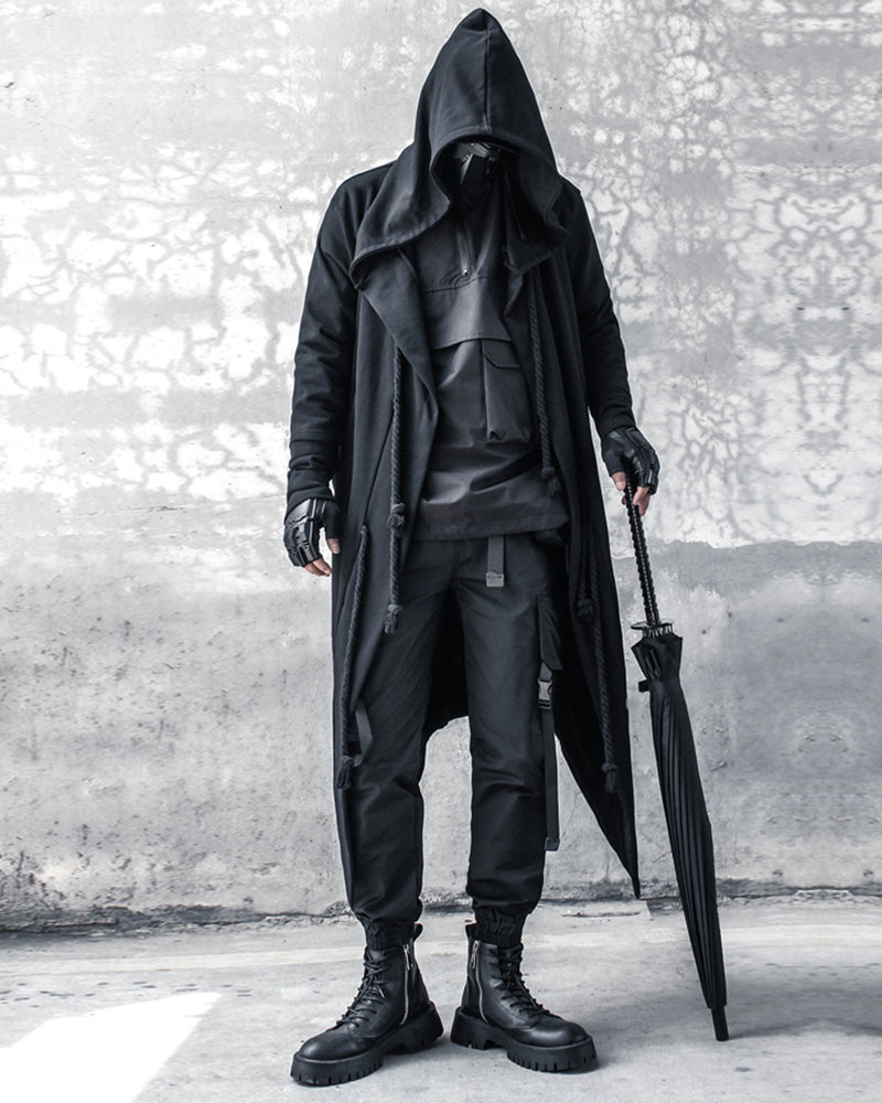 Enigmatic Black Hooded Cape