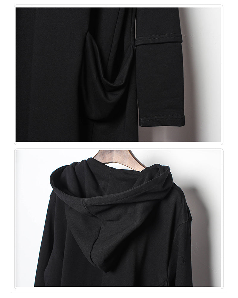 Enigmatic Black Hooded Cape