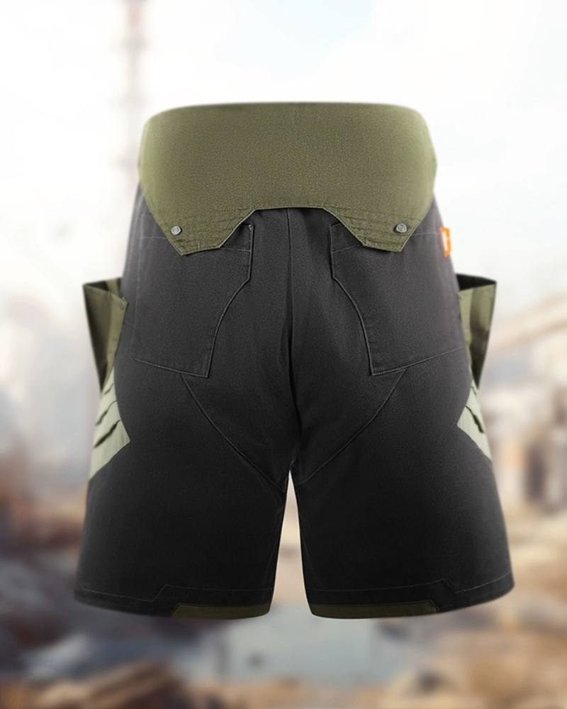 Futuristic Washed Denim Cargo Shorts