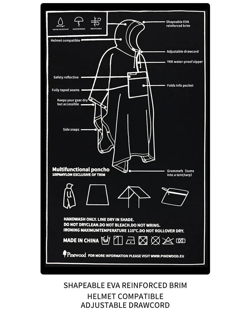 All-Weather 3L Rain Poncho - versatile rain poncho - Lightweight All-Weather 3L Rain Poncho for Outdoors