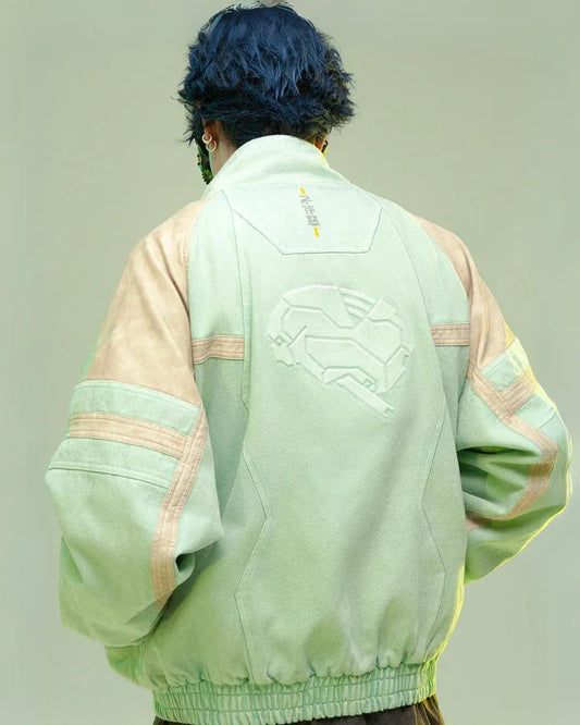 Avant-Garde 3D Patchwork Coat - cyan coat - Cyan 3D Patchwork Techwear Jacket