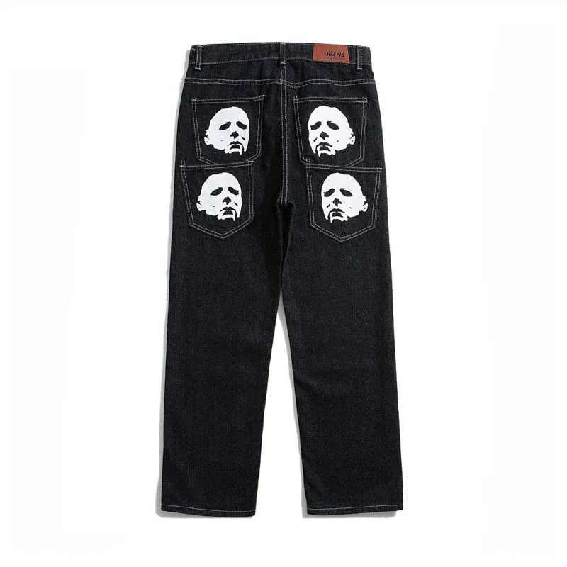 Baggy Jean Y2K - high-quality cotton jeans - Y2K Baggy Jeans with Unique Michael Myers Print