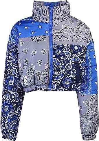 Bandana Puffer Jacket - women's winter jacket - Stylish Bandana Puffer Jacket for Women