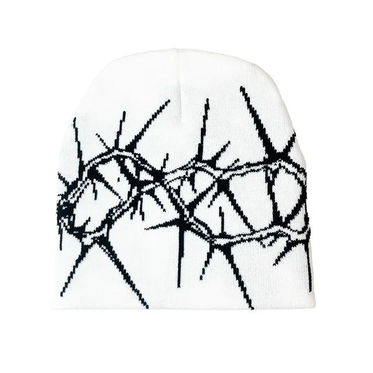 Barbed Wire Beanie - retro-futuristic beanie - Barbed Wire Beanie for Y2K Street Style