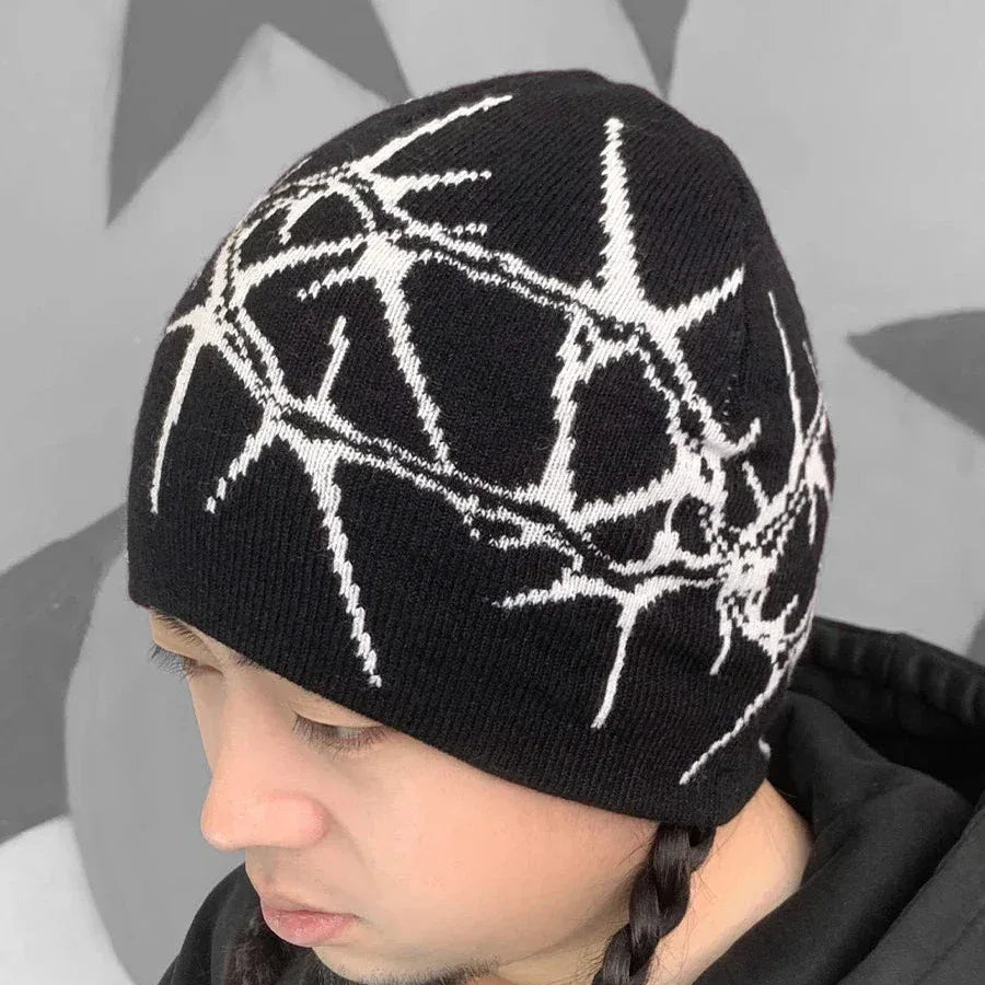 Barbed Wire Beanie - bold fashion statement - Barbed Wire Beanie for Y2K Street Style