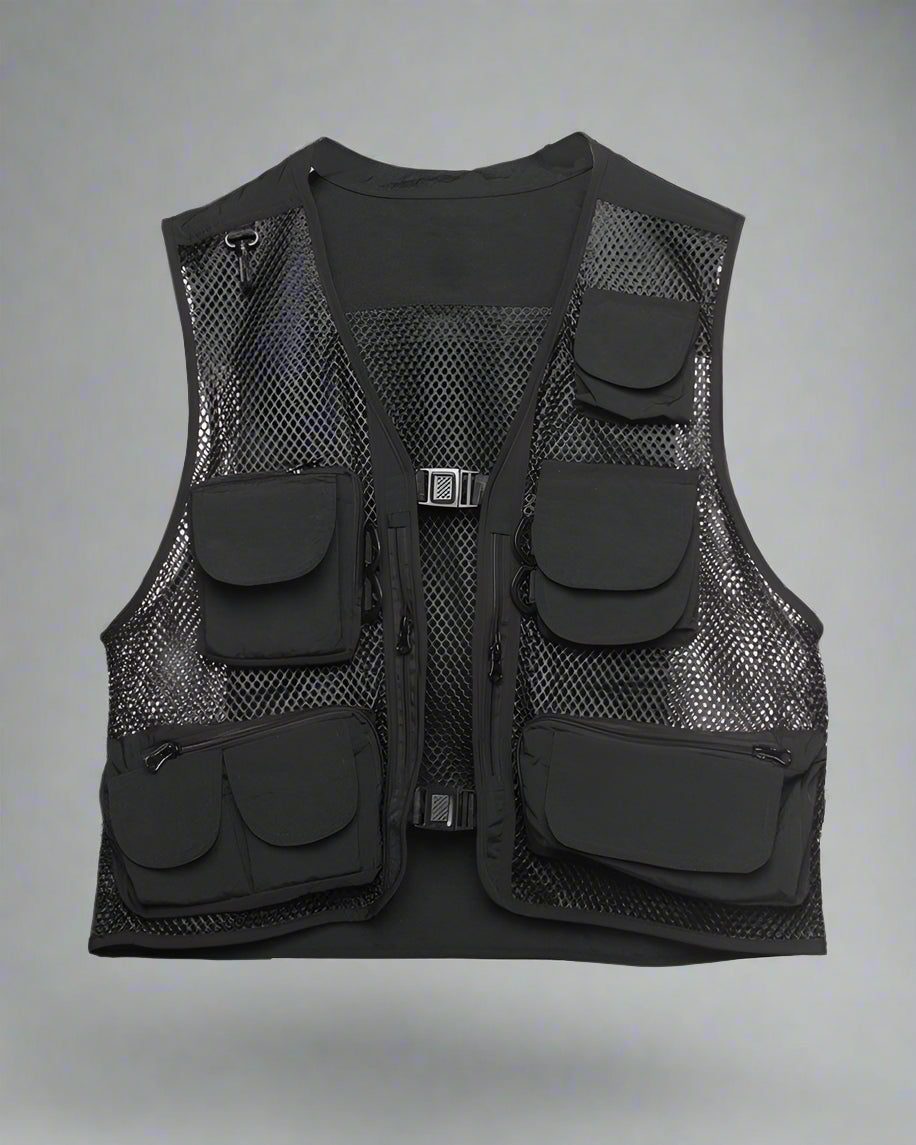 Chic Fishnet Cargo Vest