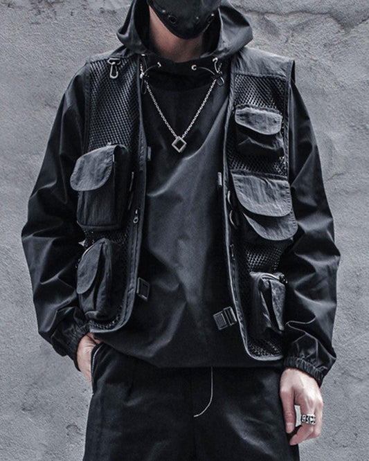 Chic Fishnet Cargo Vest