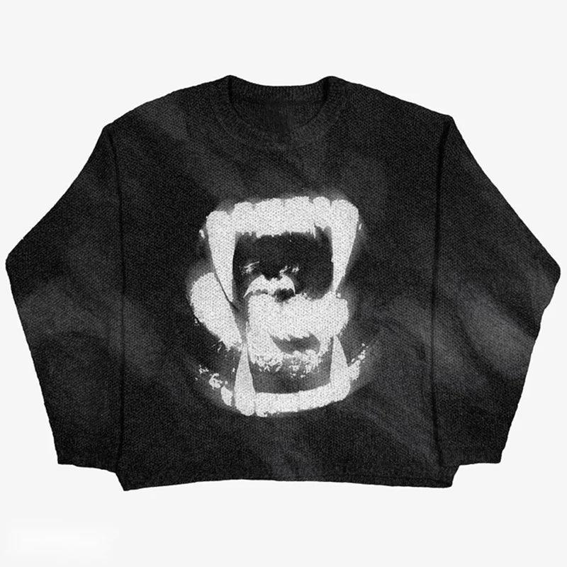 Black and white knit sweater - black sweater - Black and White Knit Sweater for Everyday Style