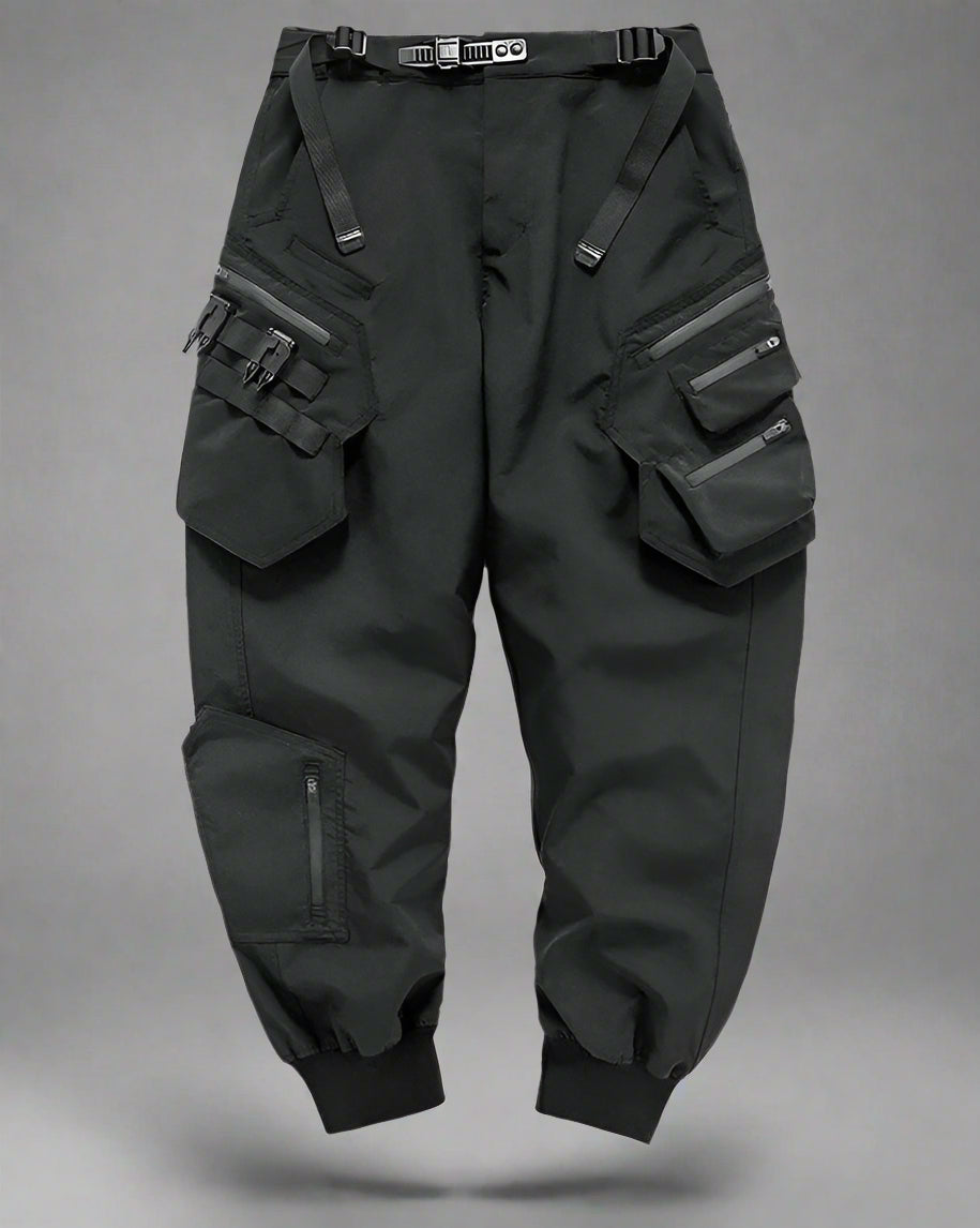Sleek Black Techwear Cargo Pants
