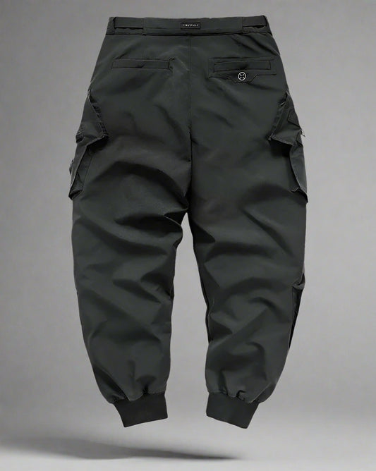3D Sleek Black Techwear Cargo Pants