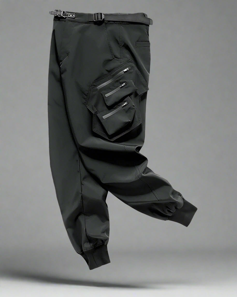 Sleek Black Techwear Cargo Pants