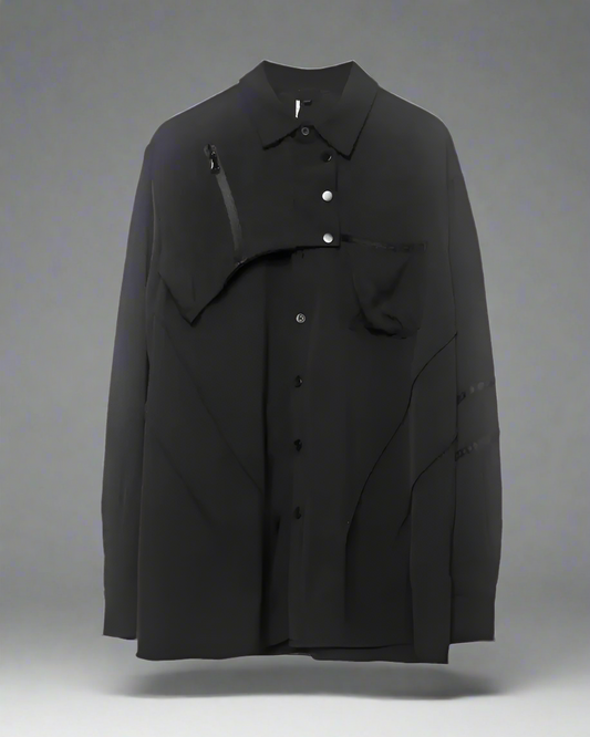 Chic Black Long-Sleeve Top - stylish black shirt - Stylish Black Long-Sleeve Top for Urban Style