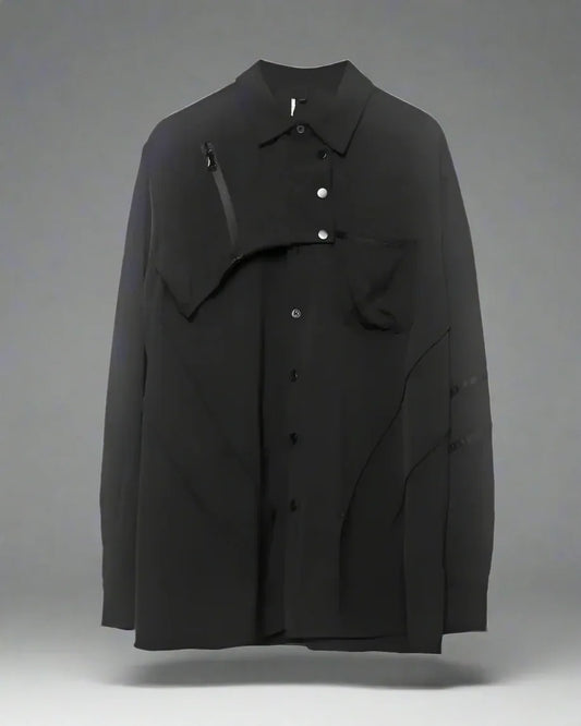 Chic Black Long-Sleeve Top - stylish black shirt - Stylish Black Long-Sleeve Top for Urban Style