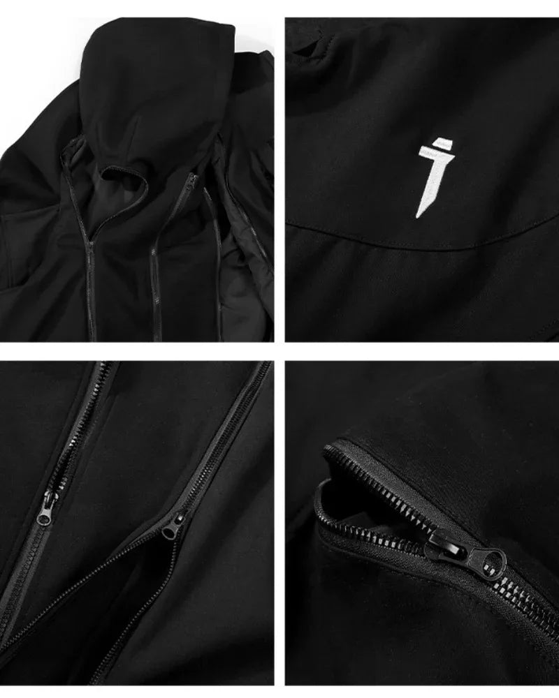 Chic Distressed Duo Jacket - techwear-core - Chic Distressed Duo Jacket for Everyday Wear