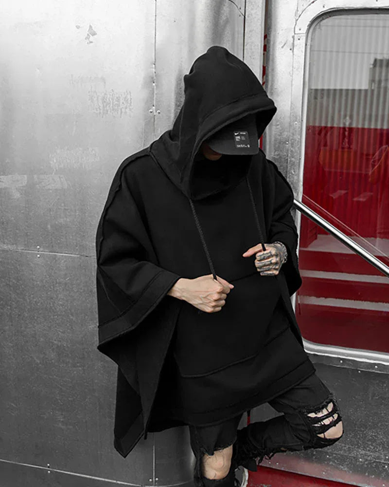 Chic Hooded Batwing Wrap - techwear - Chic Hooded Batwing Wrap for Trendy Looks