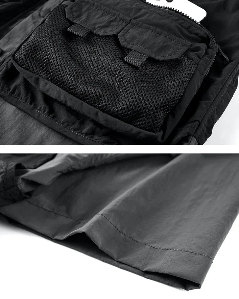 Chic Layered Look Shirt - techwear shirt - Chic Layered Look Shirt in Black and Gray