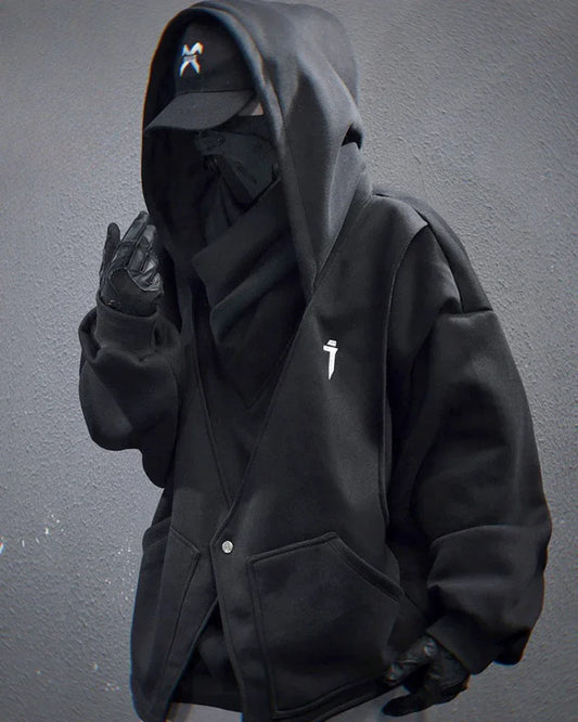 Chic Layered Turtleneck Hoodie - techwear-core - Chic Layered Turtleneck Hoodie for Urban Style