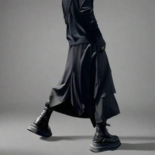 Chic Men's Hakama Trousers - hakama trousers - Chic Hakama Trousers for Modern Street Style