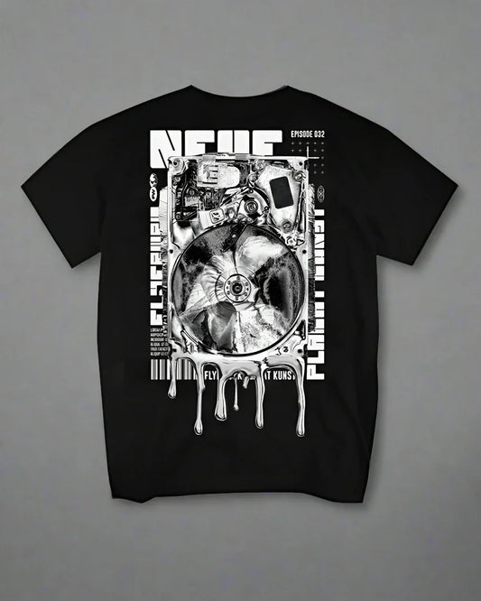 City Spirit Cotton Tee - futuristic techwear t-shirt - Futuristic Techwear Cotton Tee in Black