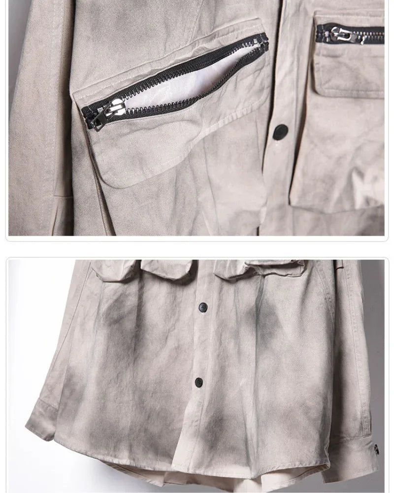 Colorful Cargo Tie-Dye Top - cargo shirt - Tie-Dye Cargo Jacket Shirt for Versatile Style