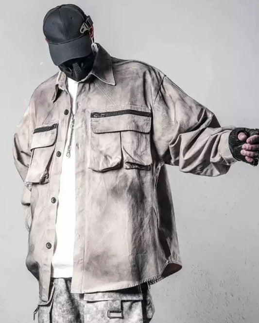 Colorful Cargo Tie-Dye Top - versatile outdoor shirt - Tie-Dye Cargo Jacket Shirt for Versatile Style