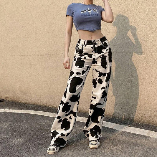 Cow Print Jeans - unique streetwear style - Trendy Cow Print Jeans for Streetwear Style
