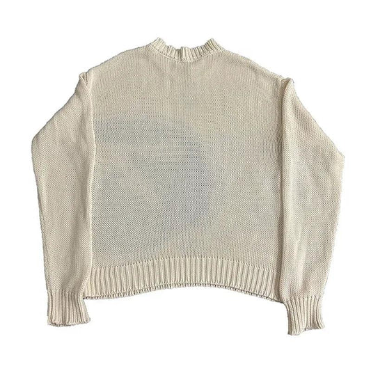 Cream Knit - retro-futuristic design - Cream Knit Y2K Streetwear Comfortable Fit