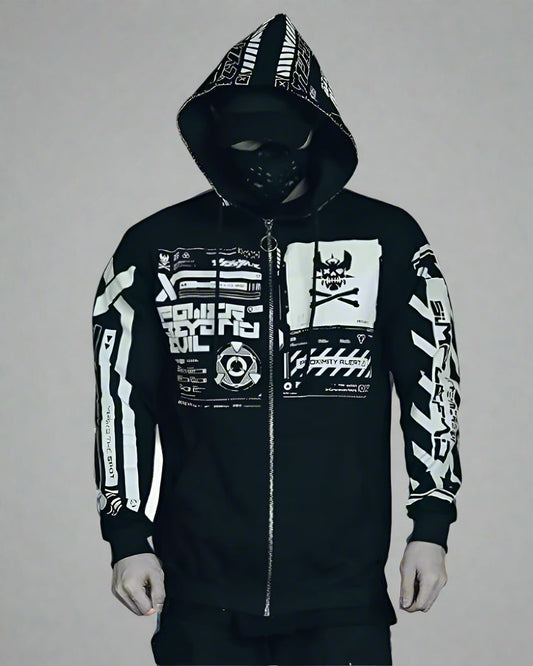 Futuristic Style Zip Hoodie